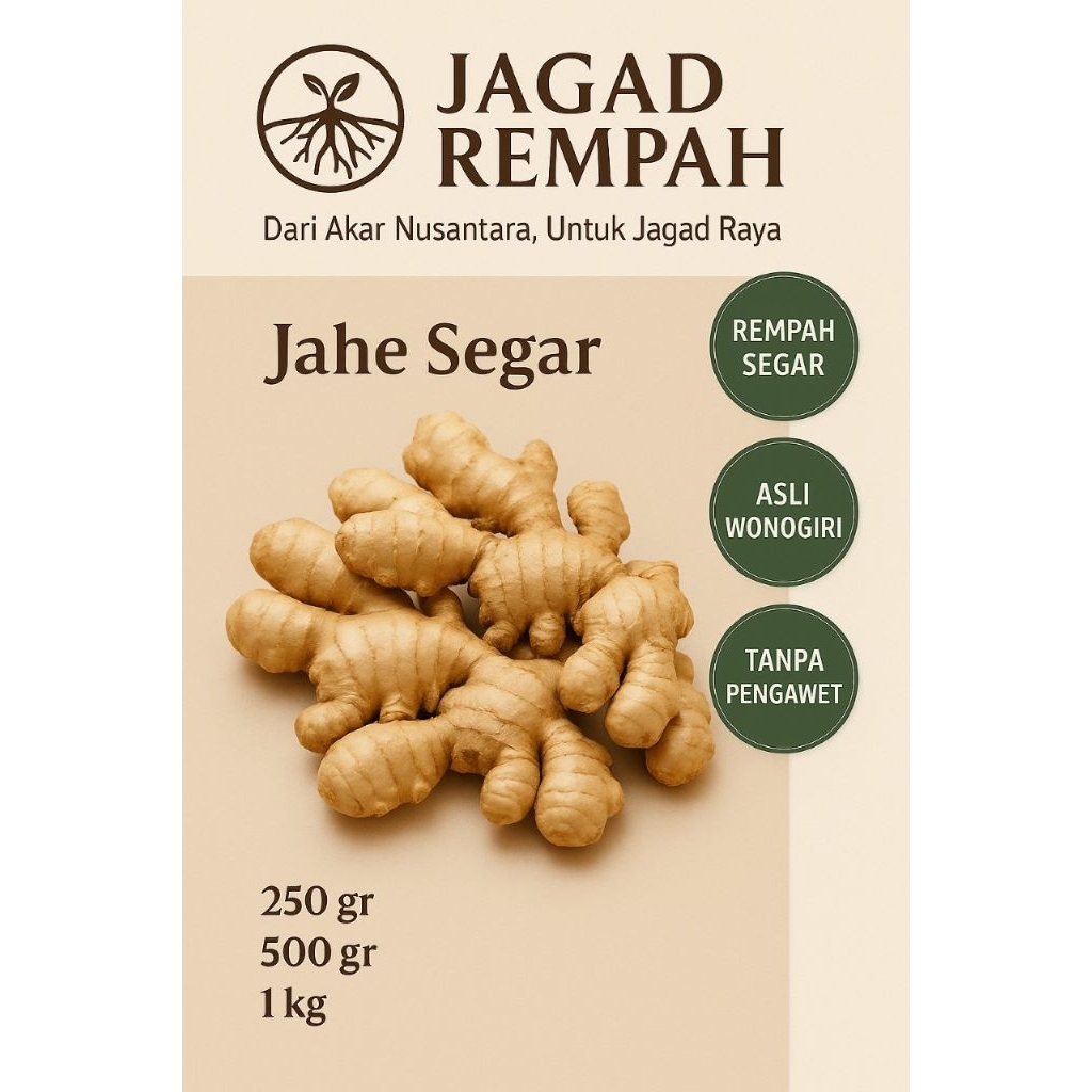 

Jahe segar 250g||500g||1kg|| Jahe lokal premium. -Fresh Ginger JAGAD REMPAH