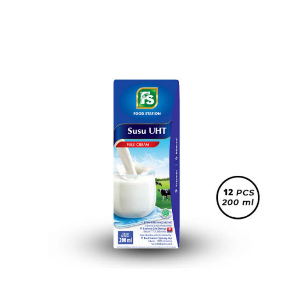 

susu UHT food station rasa full cream 1 dus isi 24pcs