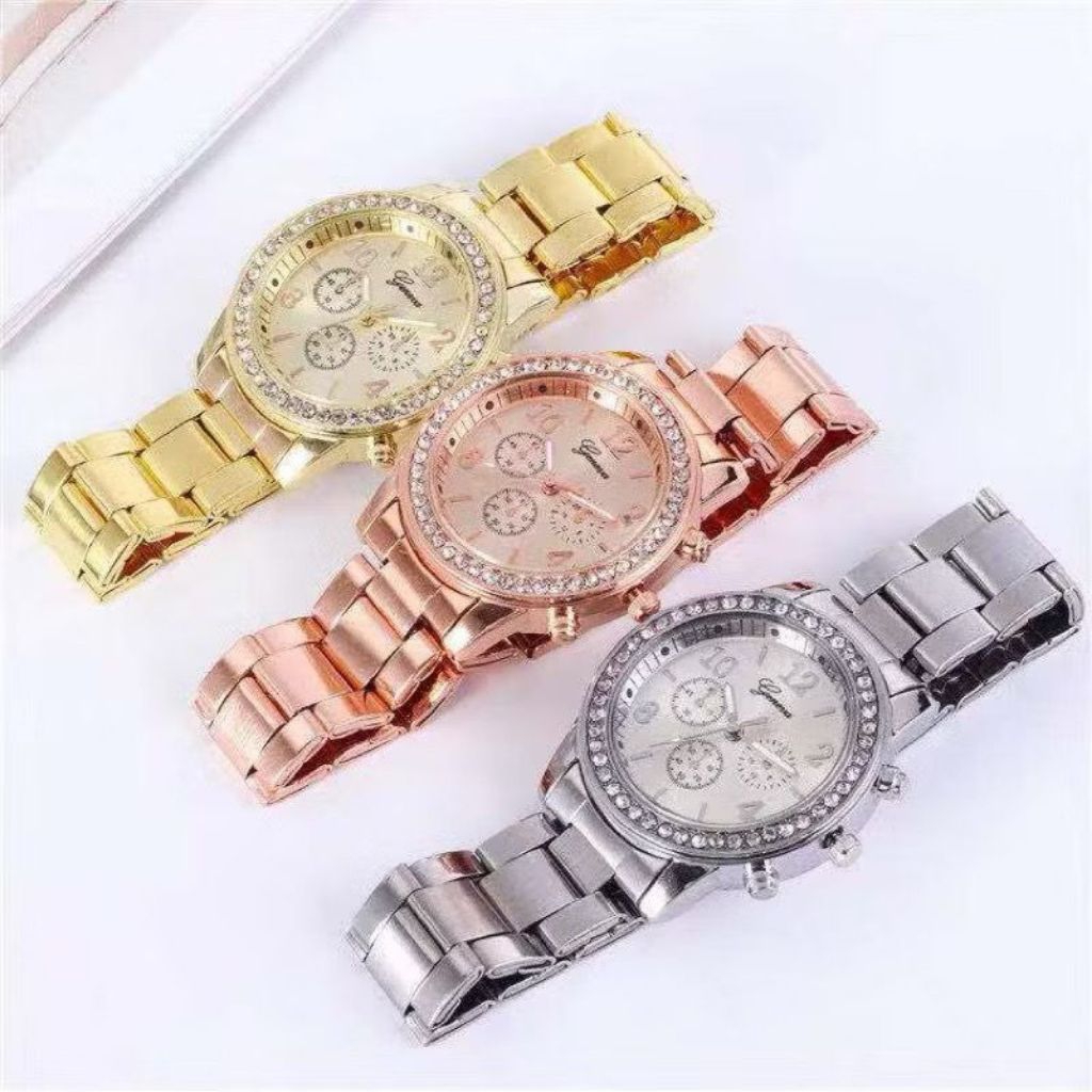 Jam Geneva Wanita Analog Diamond Fashion Casual Lady Wrist Watch | Jam Tangan Wanita Geneva