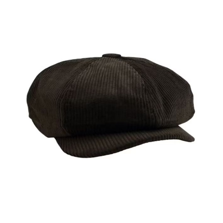 Newsboy cap topi klasik corduroy coklat umber premier vintage