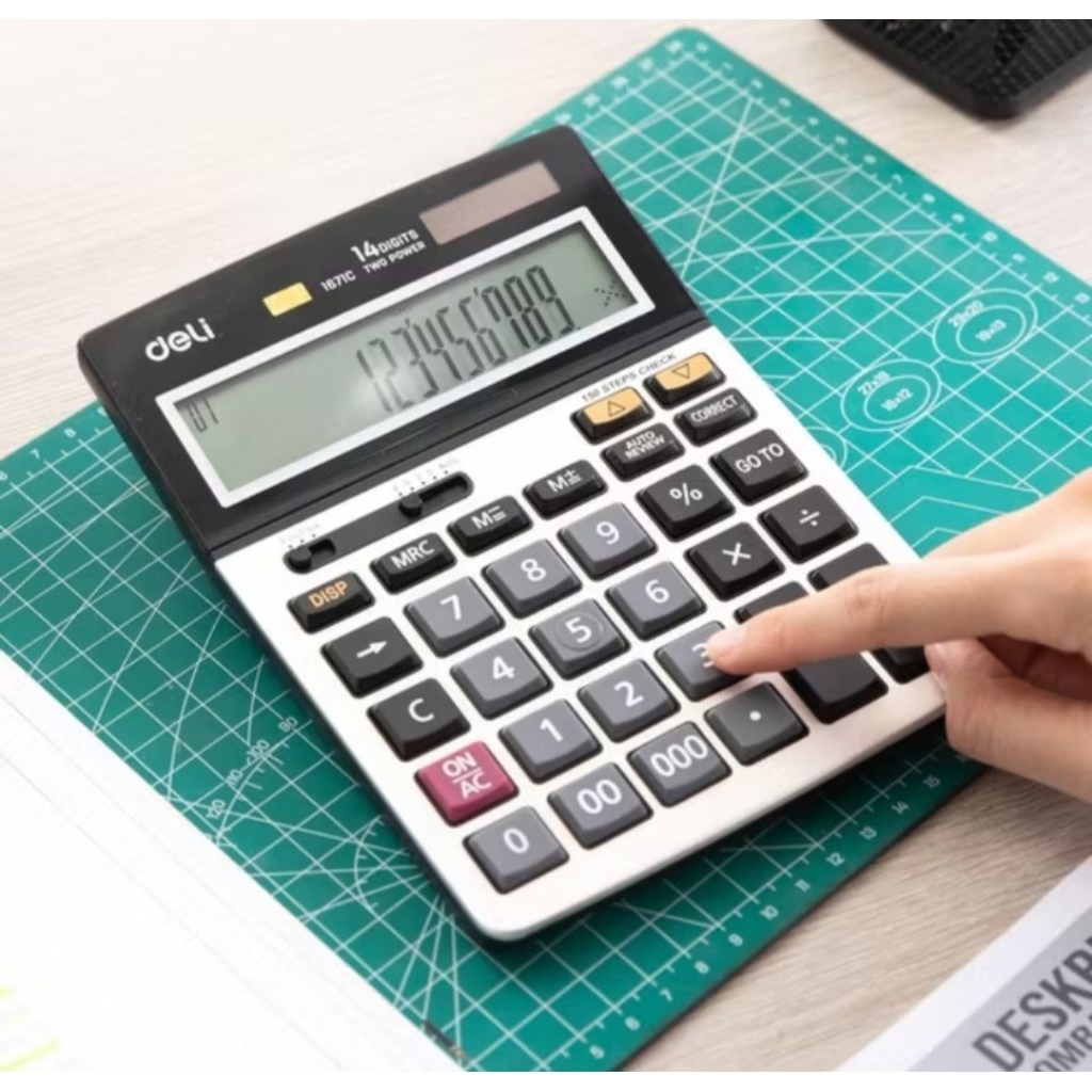 

Deli Calculator / Kalkulator 14 Digit dengan penutup acrylic Sertifikat CE garansi 3 tahun E1671C KOTA BATAM