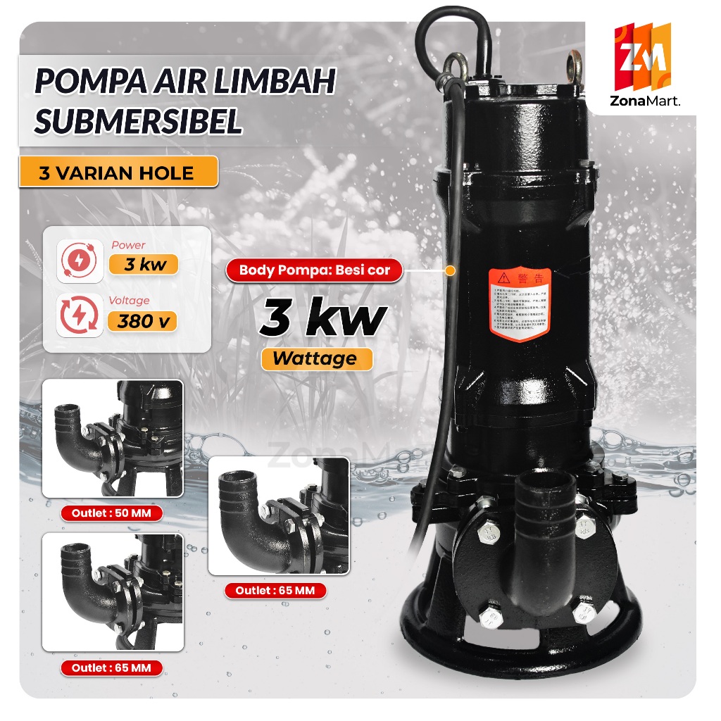 Pompa Air Celup Limbah – Pompa Celup Pemotongan pompa hisap lumpur pompa hisap septictank 3kw