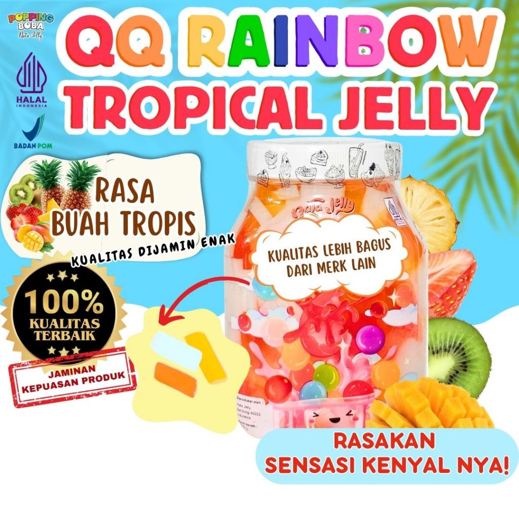 

QQRainbowJellyKonyakuToppingMinumanPerpaduan FRISIAN FLAG Susu UHT Original - Tropical Jelly Buah Tropis 500 Gram | Cocok Untuk Semua Jenis Minuman