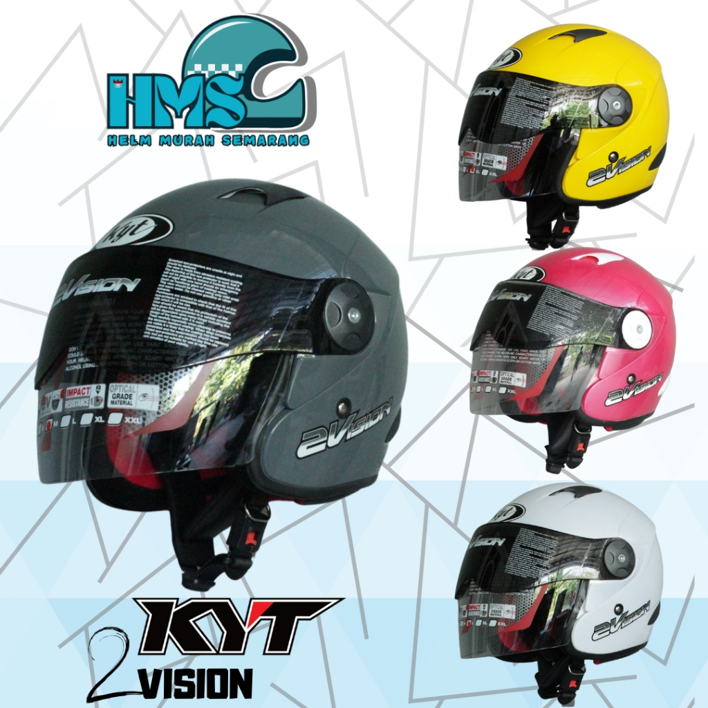 HELM KYT 2 VISION HALF FACE PRIA & WANITA DEWASA_WARNA SOLID TERLENGKAP TERLARIS & TERMURAH ORIGINAL