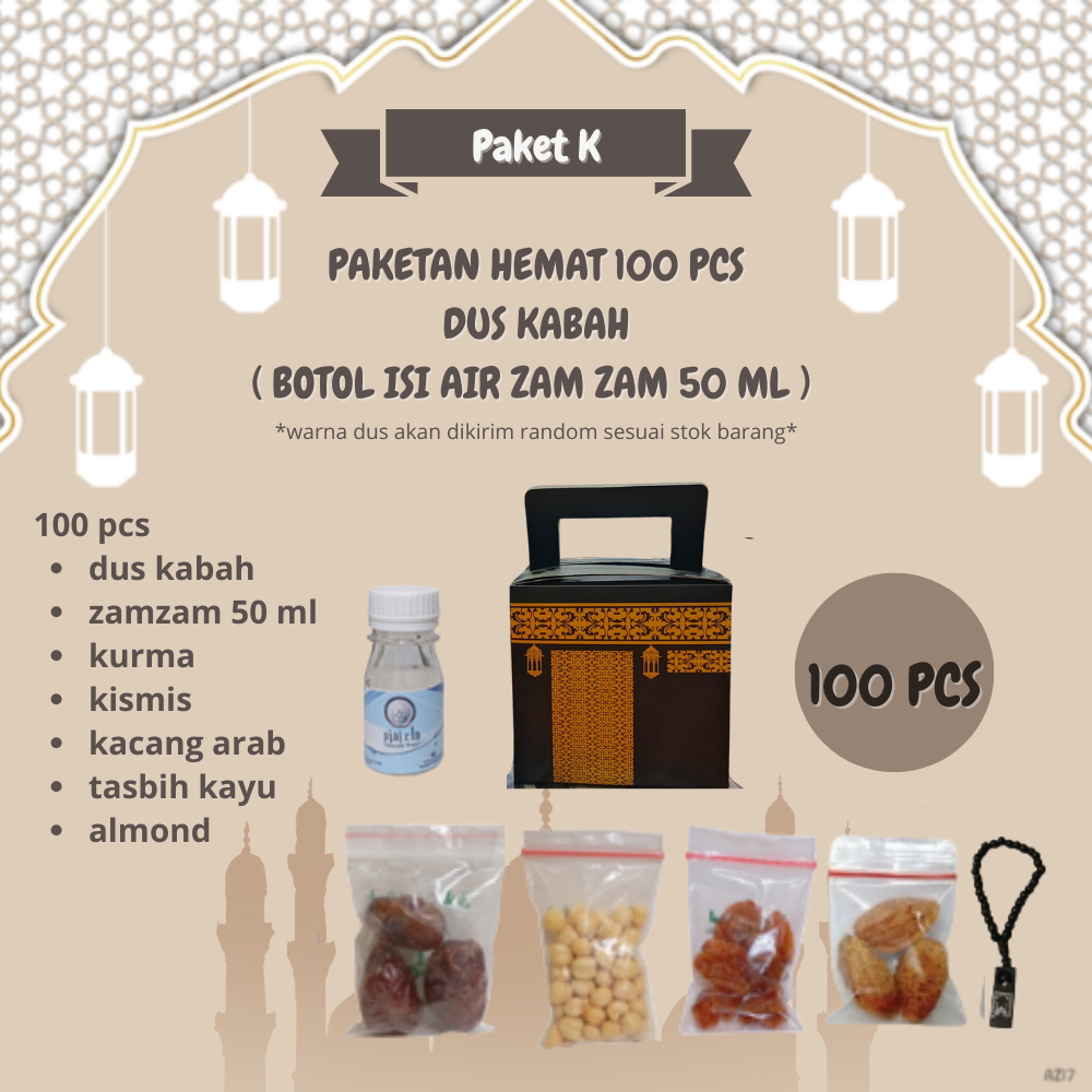 

paketan K tasbih almond kabah untuk oleh oleh haji dan umroh 100 pcs ( botol isi air zam zam 50 ml )
