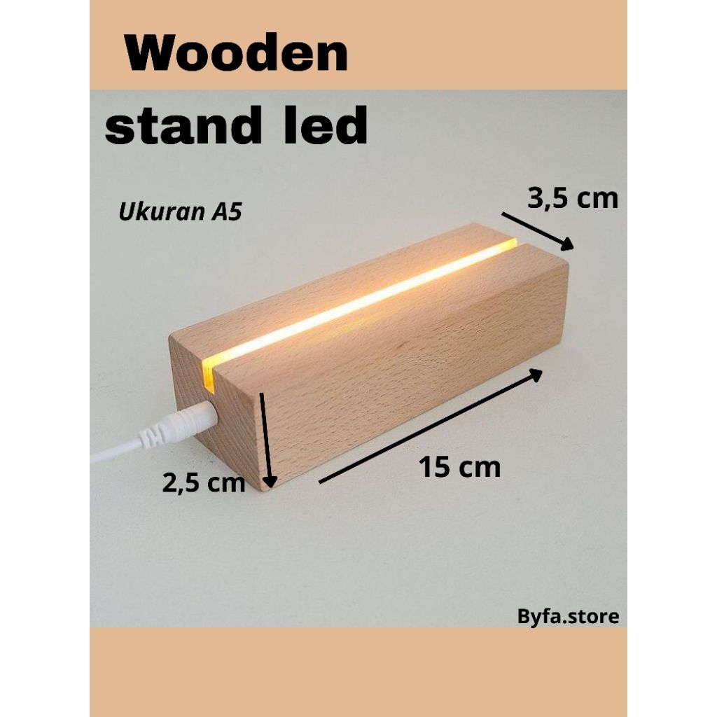 Wooden stand led, stand kayu akrilik, tatakan akrilik