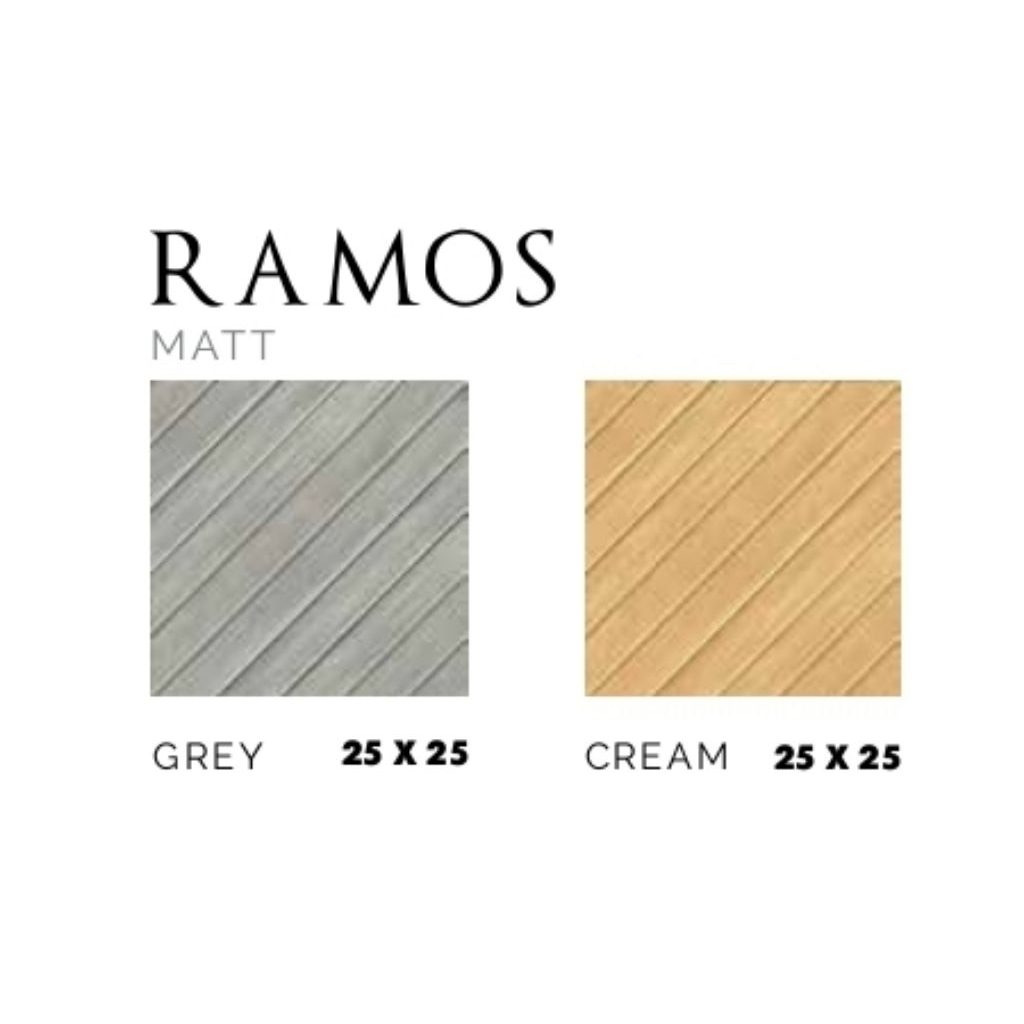 KERAMIK MEREK ASIA TILE TYPE RAMOS GREY RAMOS CREAM UKURAN 25X25 MATT