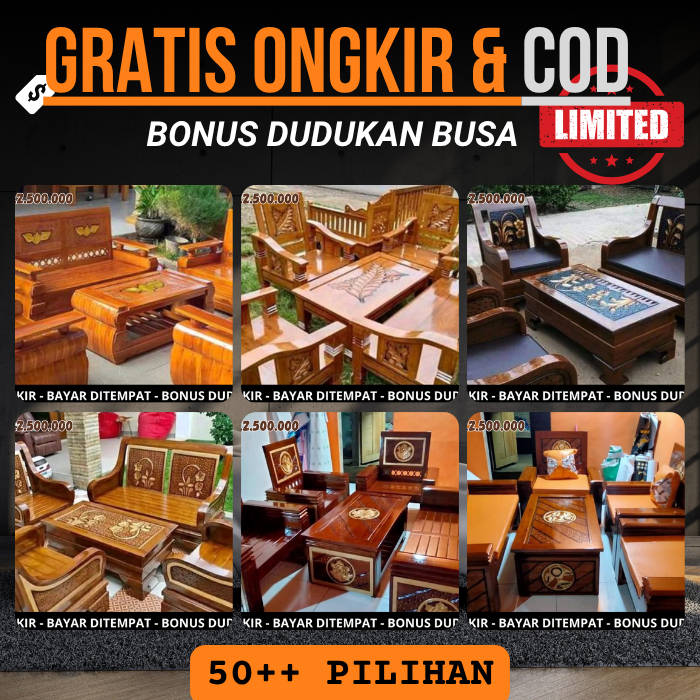 Kursi tamu kayu jati jepara minimalis modern model terbaru mewah dan elegan