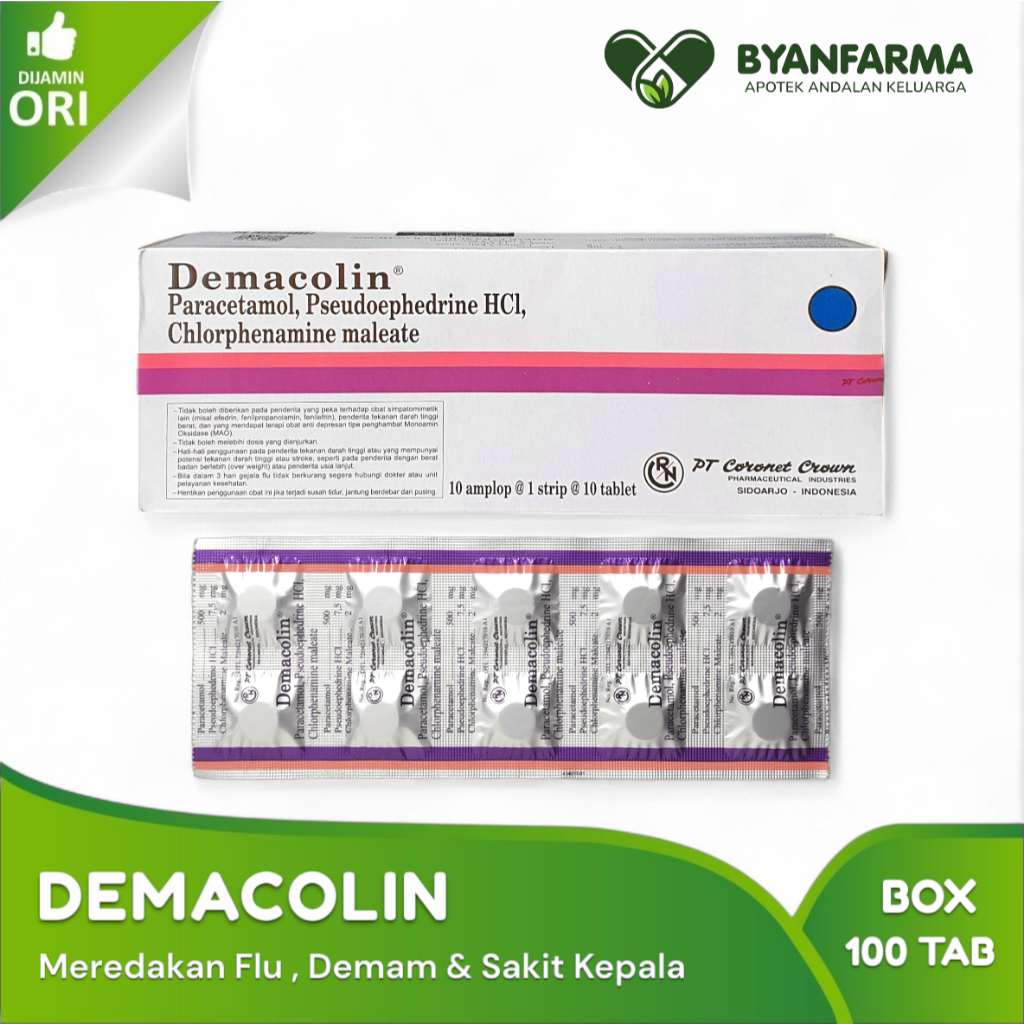 Demacolin Per Box isi 100 tablet - Obat Flu Demam dan Pilek