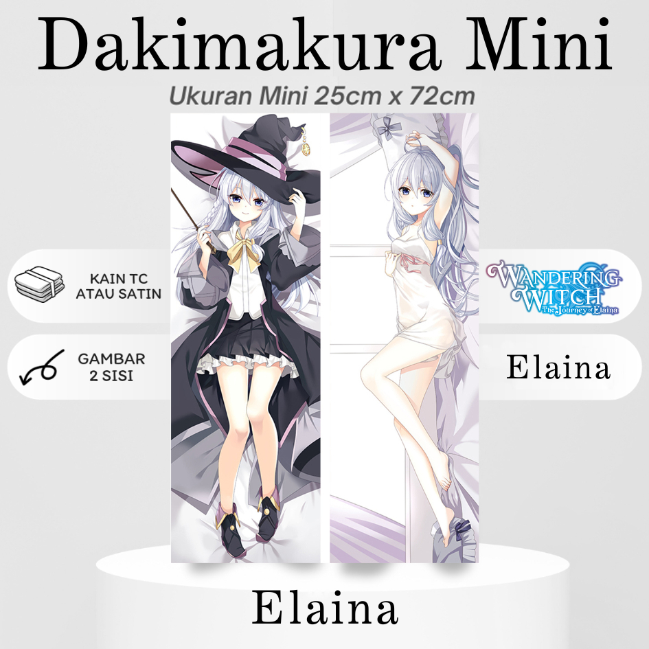DAKIMAKURA Mini ELAINA Wandering Witch: The Journey of Elaina - Sarung bantal Mini Waifu Anime Majo 