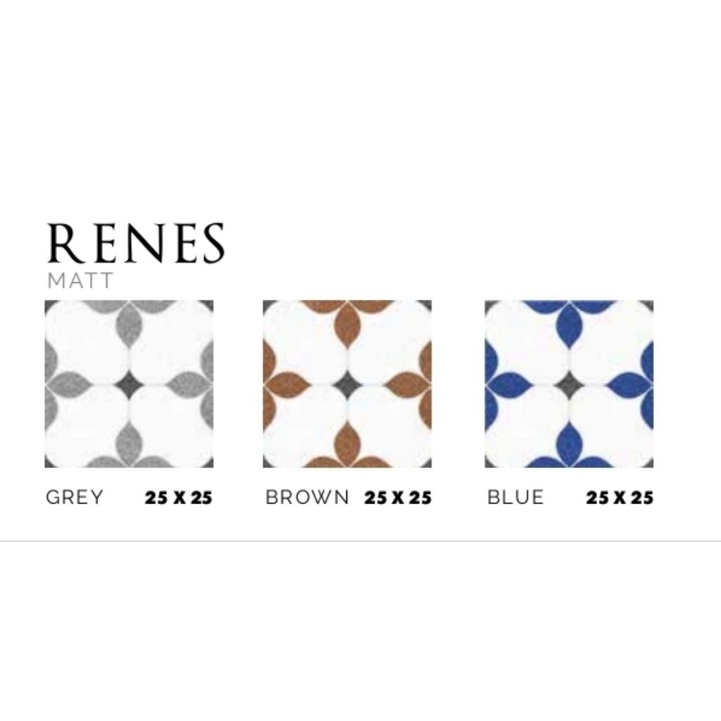 KERAMIK MEREK ASIA TILE TYPE RENES GREY RENES BROWN RENES BLUE UKURAN 25X25 MATT