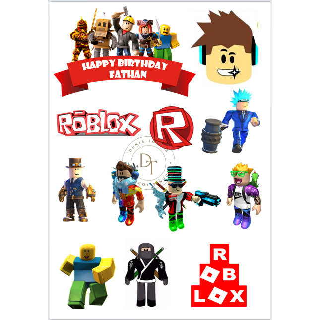 Topper Cake ROBLOX /Hiasan Kue ULTAH tema ROBLOX custom