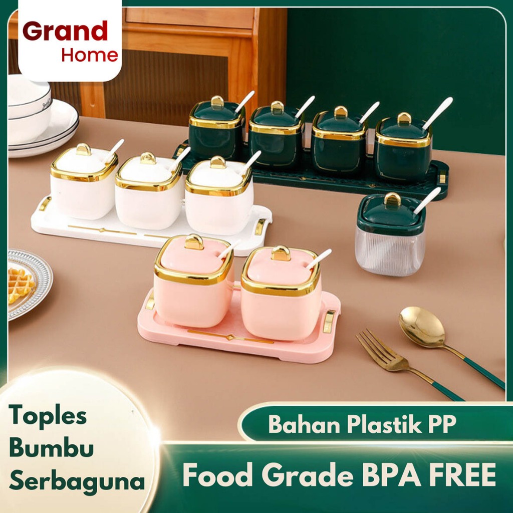 Set Bumbu Dapur Aestetic Multifungsi dengan Tray / Tempat Bumbu Dapur Set Aesthetic AA80