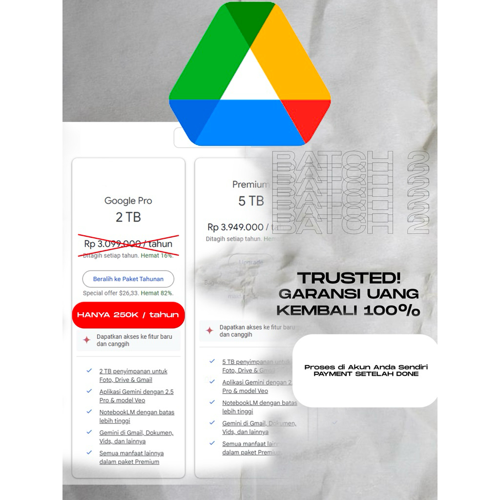 Google Drive 2 TB Akun pribadi bukan univ dsbnya.