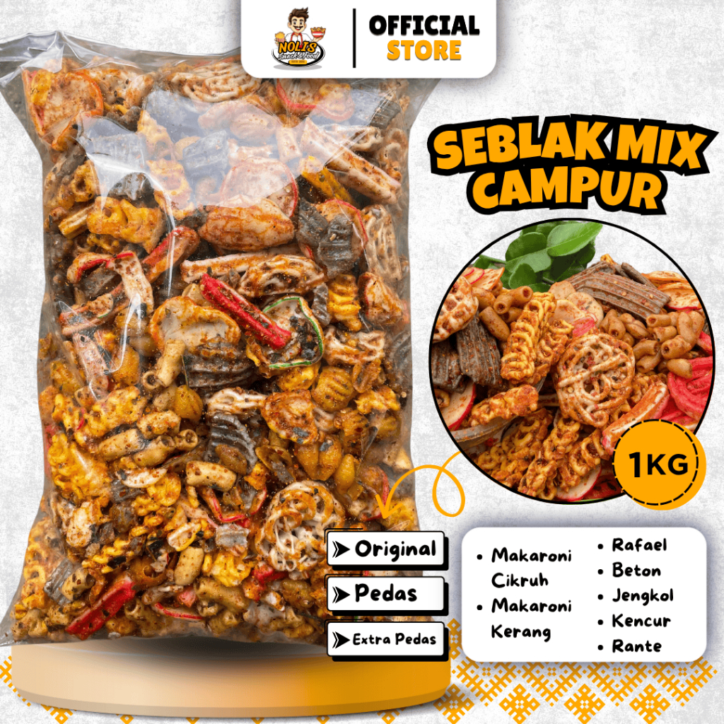 

1KG Kerupuk Seblak Campur/MIX Rasa Pedas Daun Jeruk Khas Tasikmalaya // Seblak Bantat Nolis Snack
