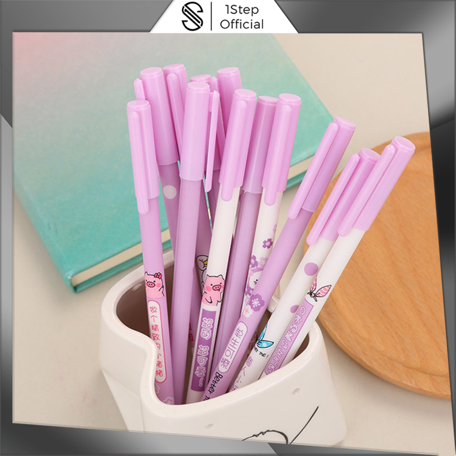 

1step Pulpen Gel Motif Ungu / Pulpen Korea Pelajar & Kantor / Pulpen Aesthetic / Pena Gel Lucu Import S062