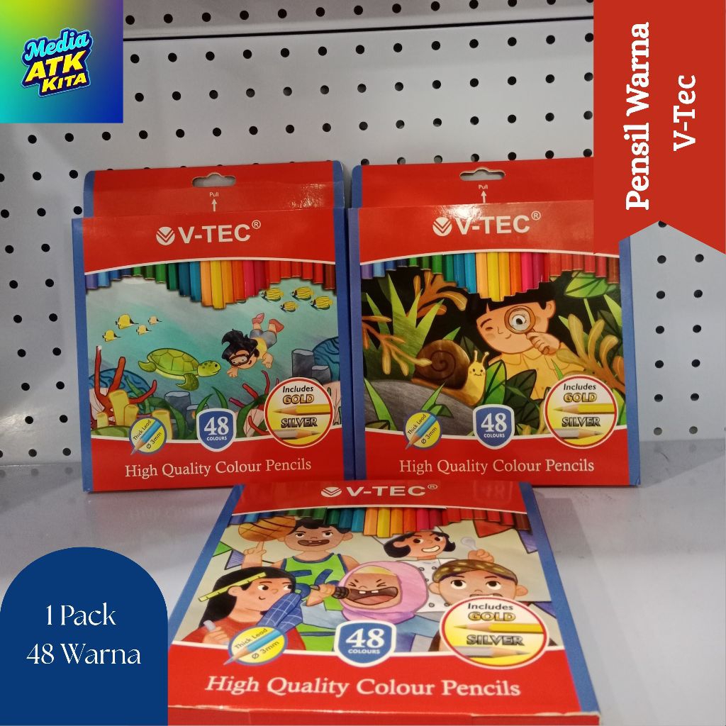 

Pensil Warna Panjang V-Tec/ Color Pencil High Quality 24 Warna/ 36 Warna/ 48 Warna