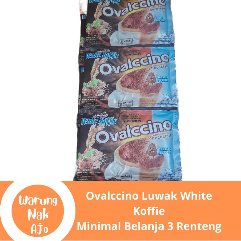 

Ovalcino Luwak White Koffie 1 Renteng isi 15 pcs