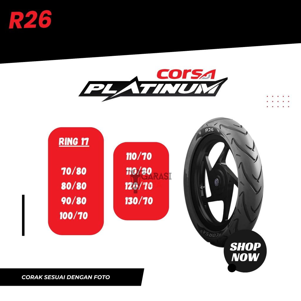 CUCI GUDANG Corsa Ban Motor Tubeless R26 110/70 110/80 120/70 130/70 Ring 17 Vixion Verza Byson CB15
