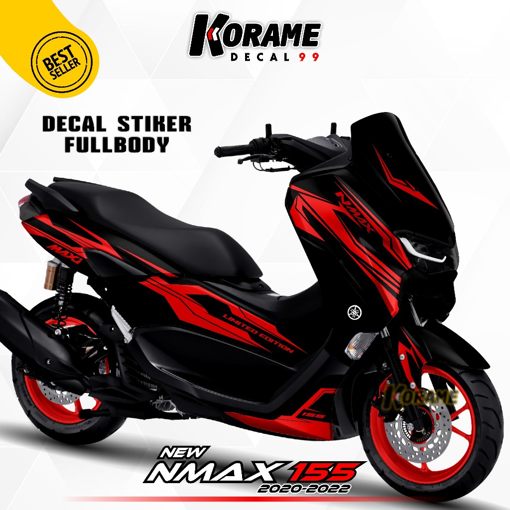 Decal Stiker New NMAX 155 Fullbody Motif Line Stars Racing Full Black Color