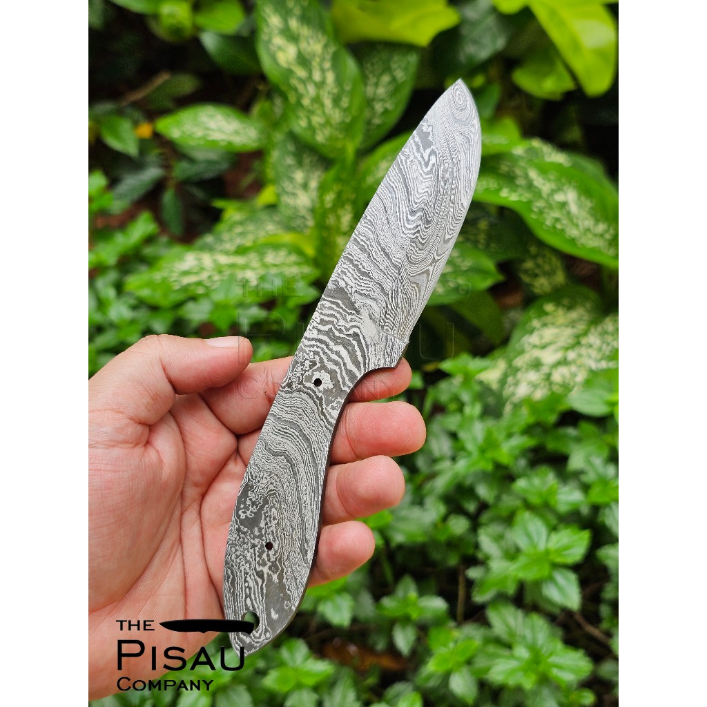Pisau bleng Damascus tempa Asli  | Pisau Handmade Damascus Blank Blade - Pola Twist