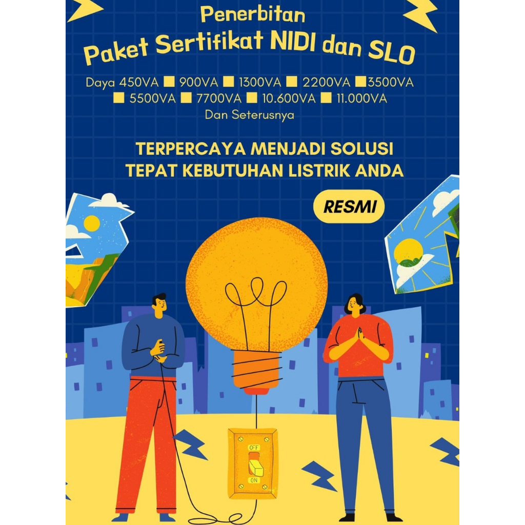 PENERBITAN PAKET SERTIFIKAT NIDI dan SLO Wilayah JAWA TIMUR  RESMI untuk syarat Pasang Baru Listrik