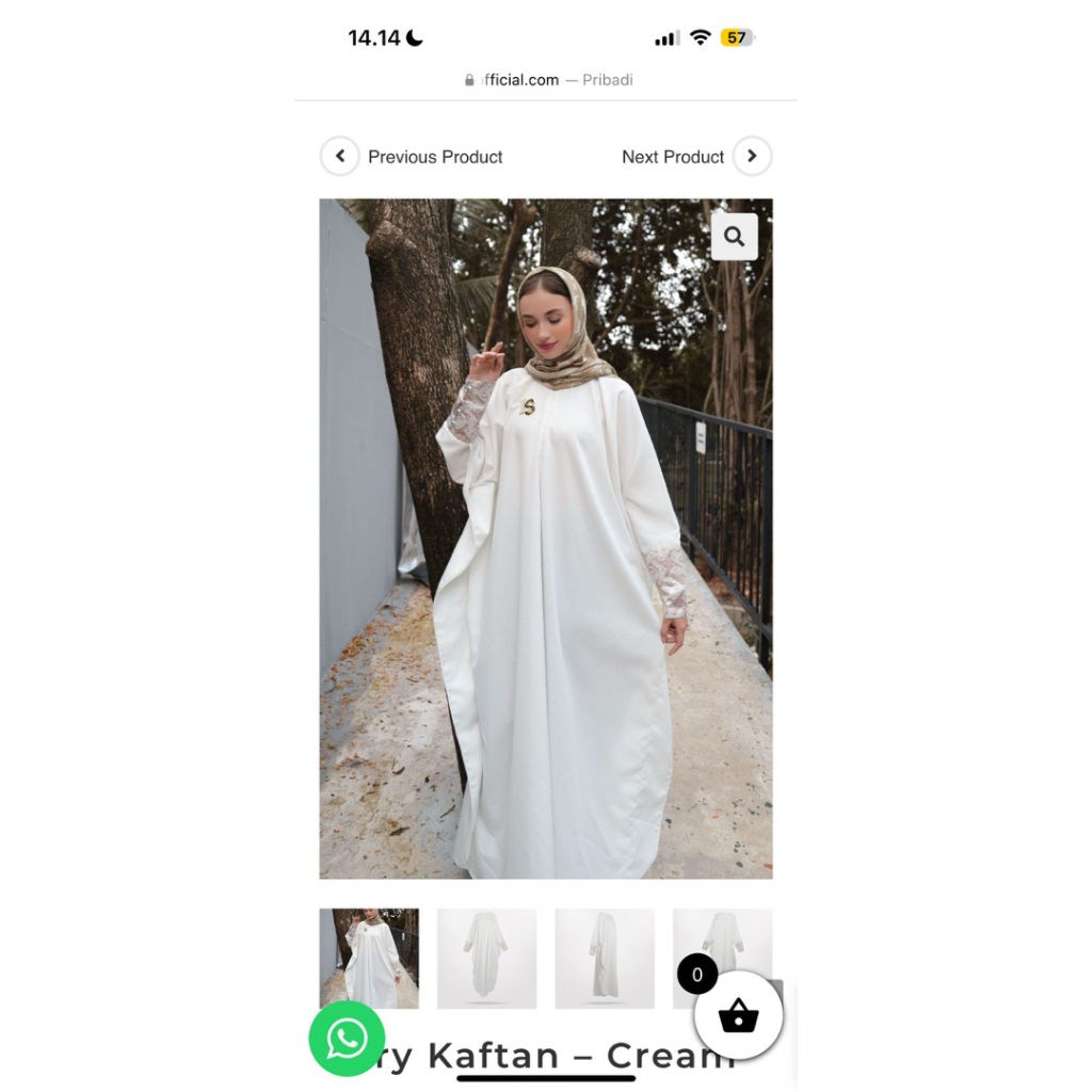 kaftan lasabelle preloved new brokenwhite kaftan rury putih lasabelle