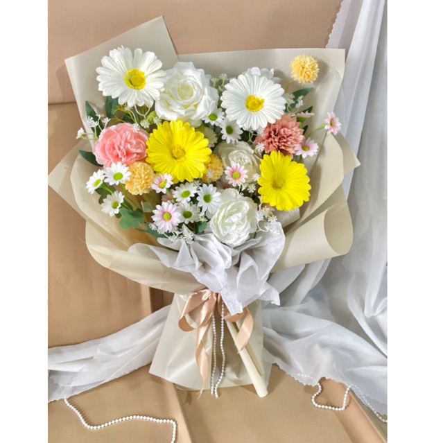 BUKET GARBERA Artificial Mix, Buket Bunga Surabaya, Buket Aesthethic