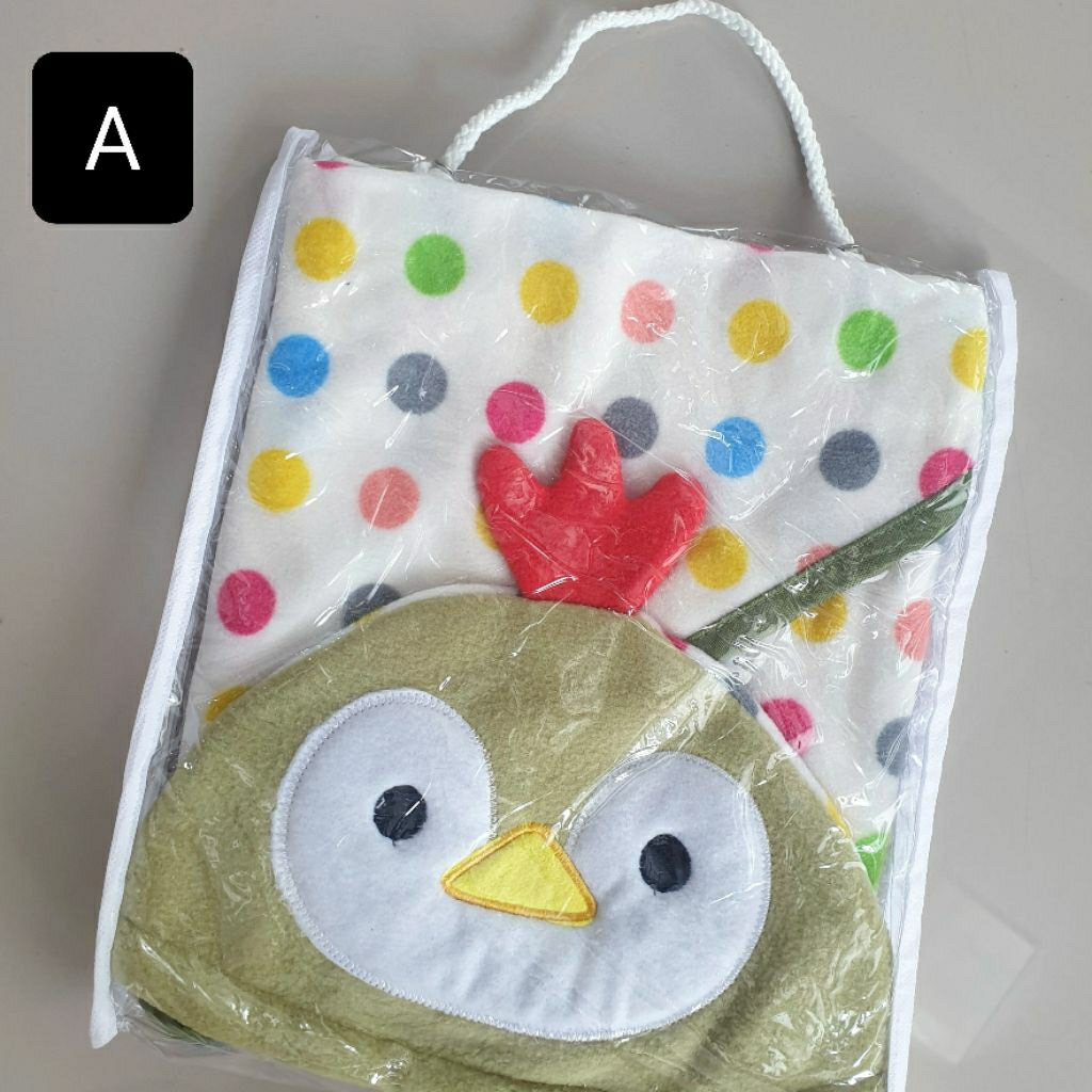 Premium Selimut Topi Bayi Newborn Boboko 72X72 Cm Single Premium Blanket Tebal Baby Blanket Karakter