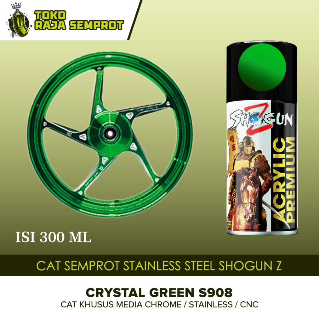Cat Pilok Pylox Stainless Steel PREMIUM Cat Semprot Pilox Velg Motor CNC Hijau Green 300 ML