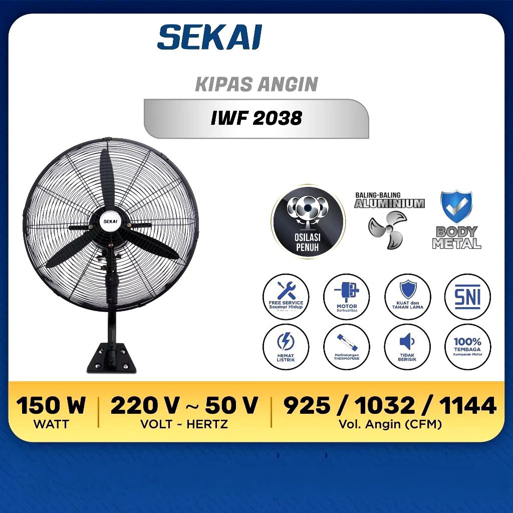 Sekai Kipas Angin Dinding 20 inch Tornado IWF-2038