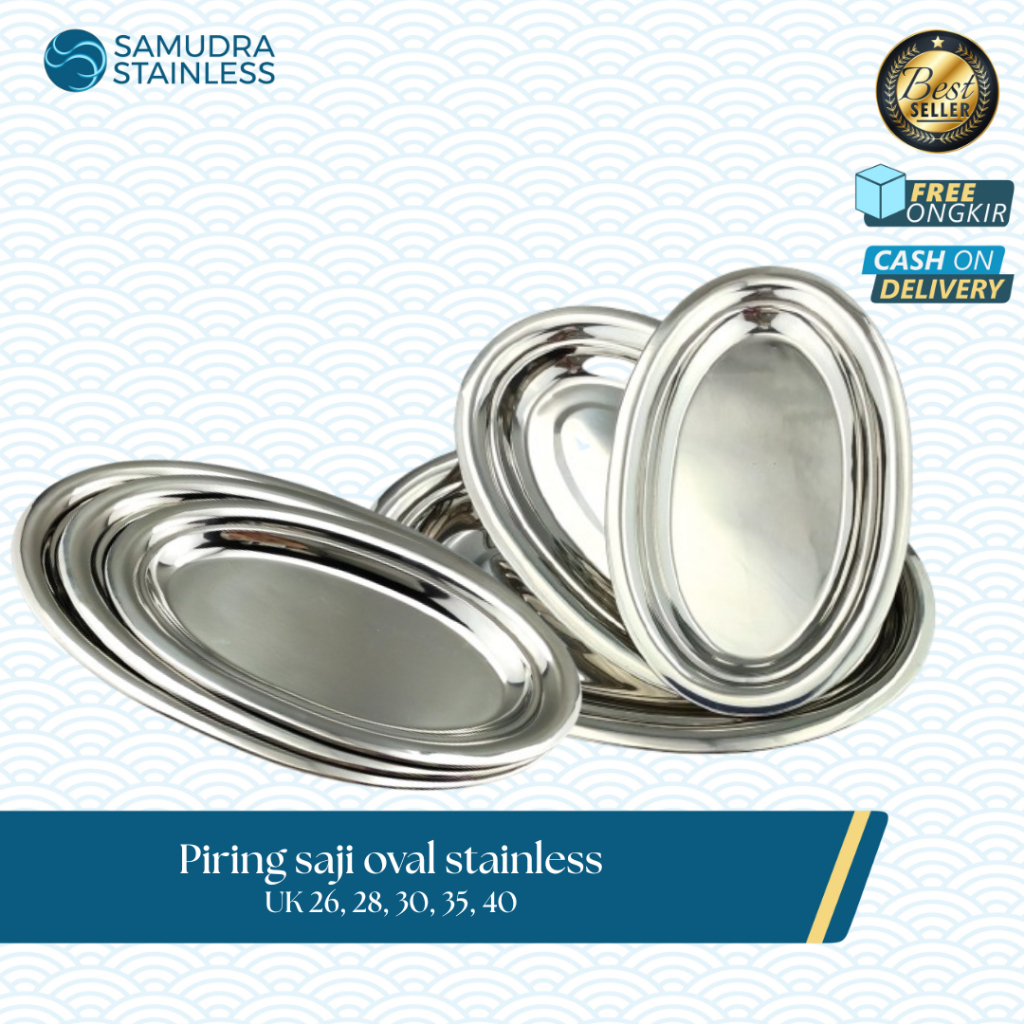 Piring saji  ikan sate piring oval stainless steel