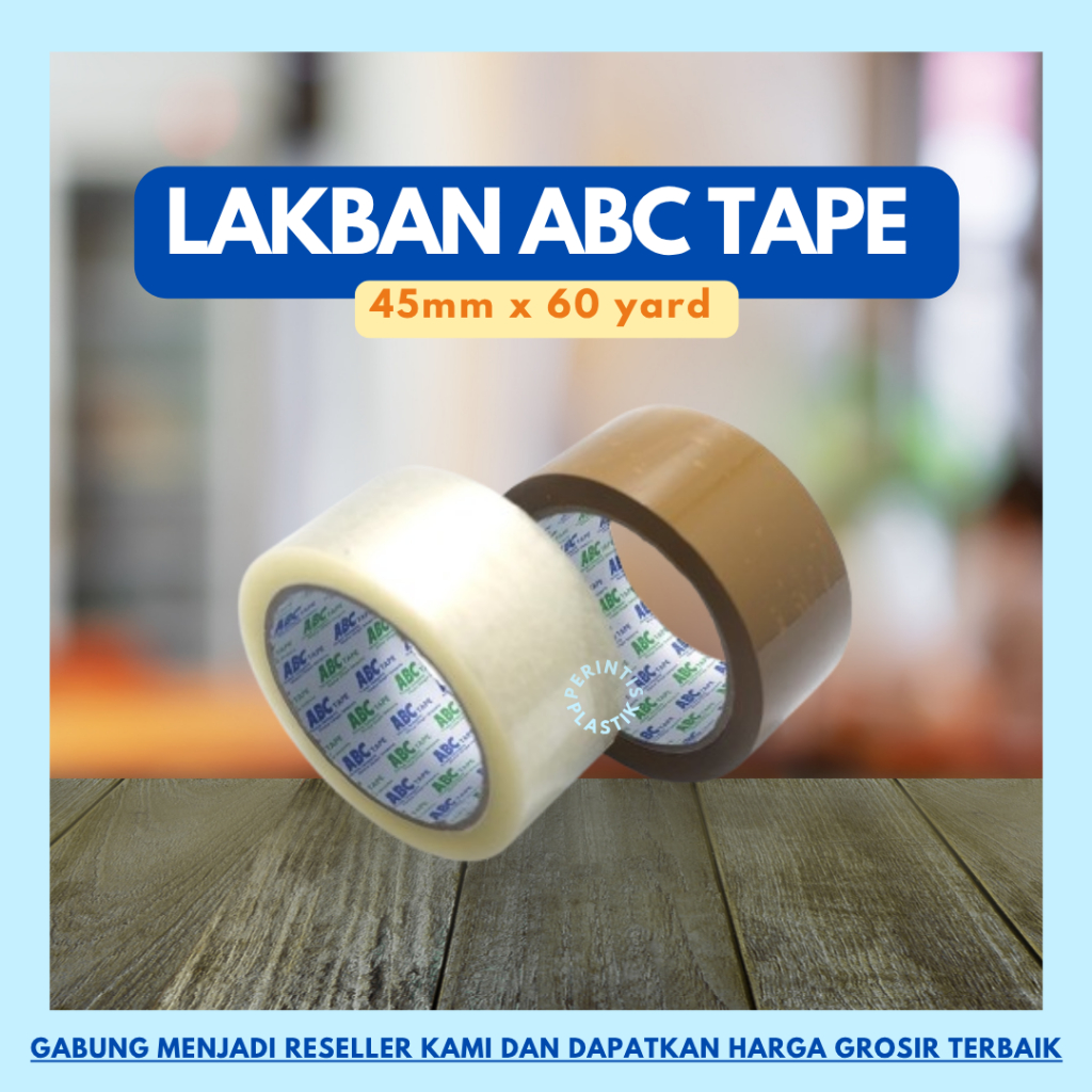 

Lakban ABC Tape Coklat Bening 45 X 6Oyard/Lakban Benging