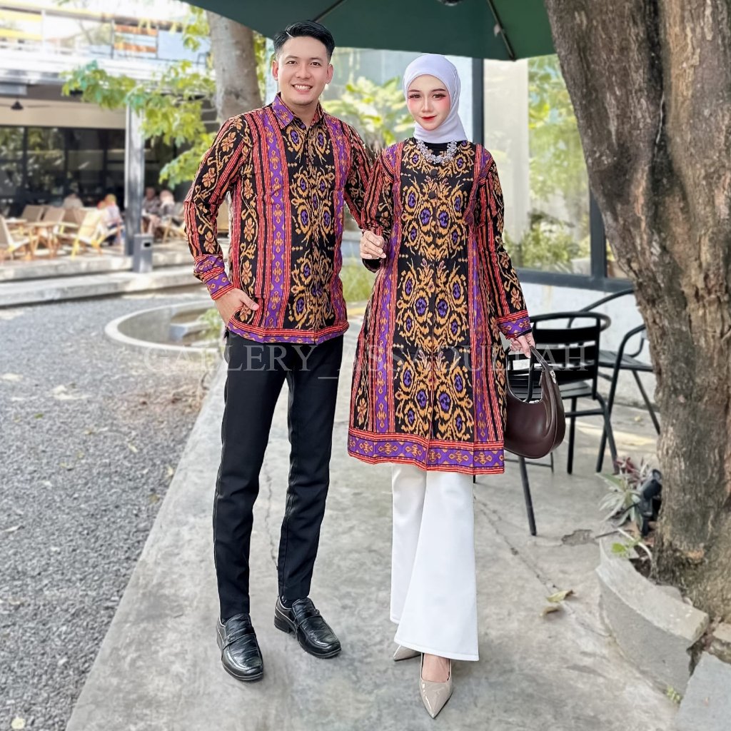 BATIK COUPLE MODERN SET PAKAIAN COUPLE KEMEJA BATIK PRIA LENGAN PANJANG ATASAN BATIK COUPLE TERBARU 