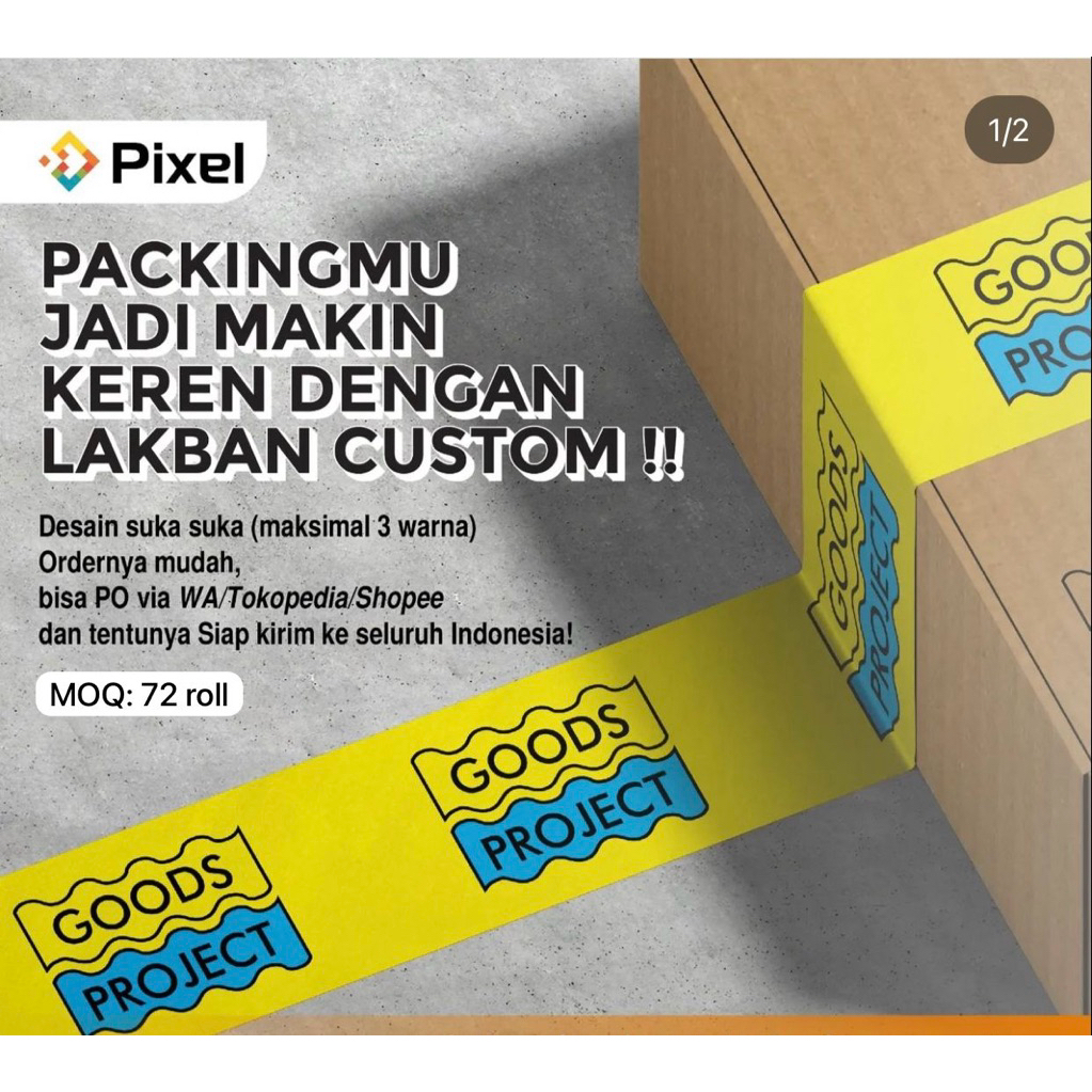 Printing lakban desain custom dasar warna cetak 1 warna