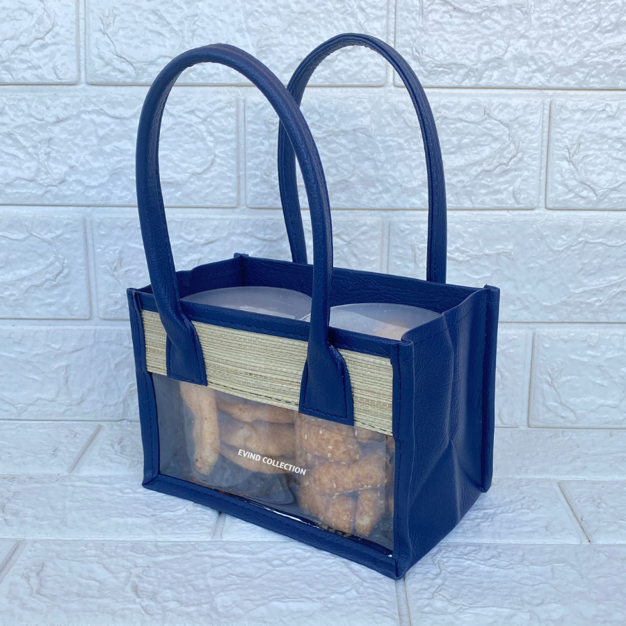 

Tas Parcel Mika Mendong (Navy Blue) Ukuran 2 Toples Silinder Tas Mika Hampers