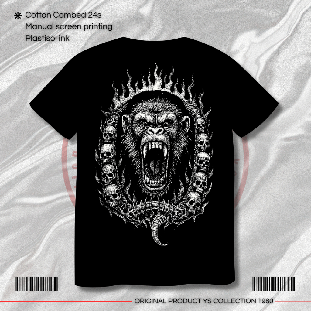 Kaos kera sakti Q Kepala kera | kaos ikspi kera sakti metal fire hanoman Q