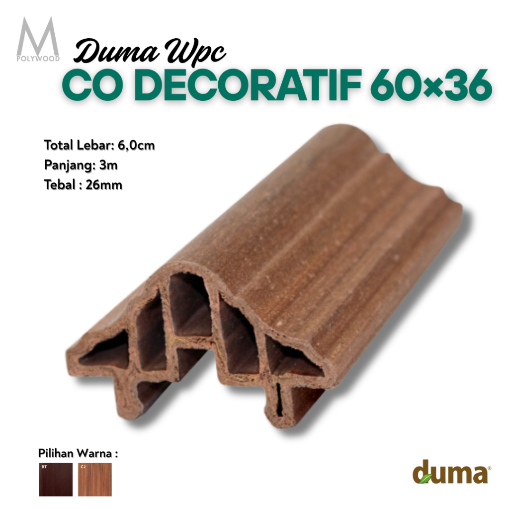 Lis DUMA WPC Click-On Decoratif (60×36) / Lis Dinding / Wallmoulding - DUMA WPC WALL & CEILING PANEL