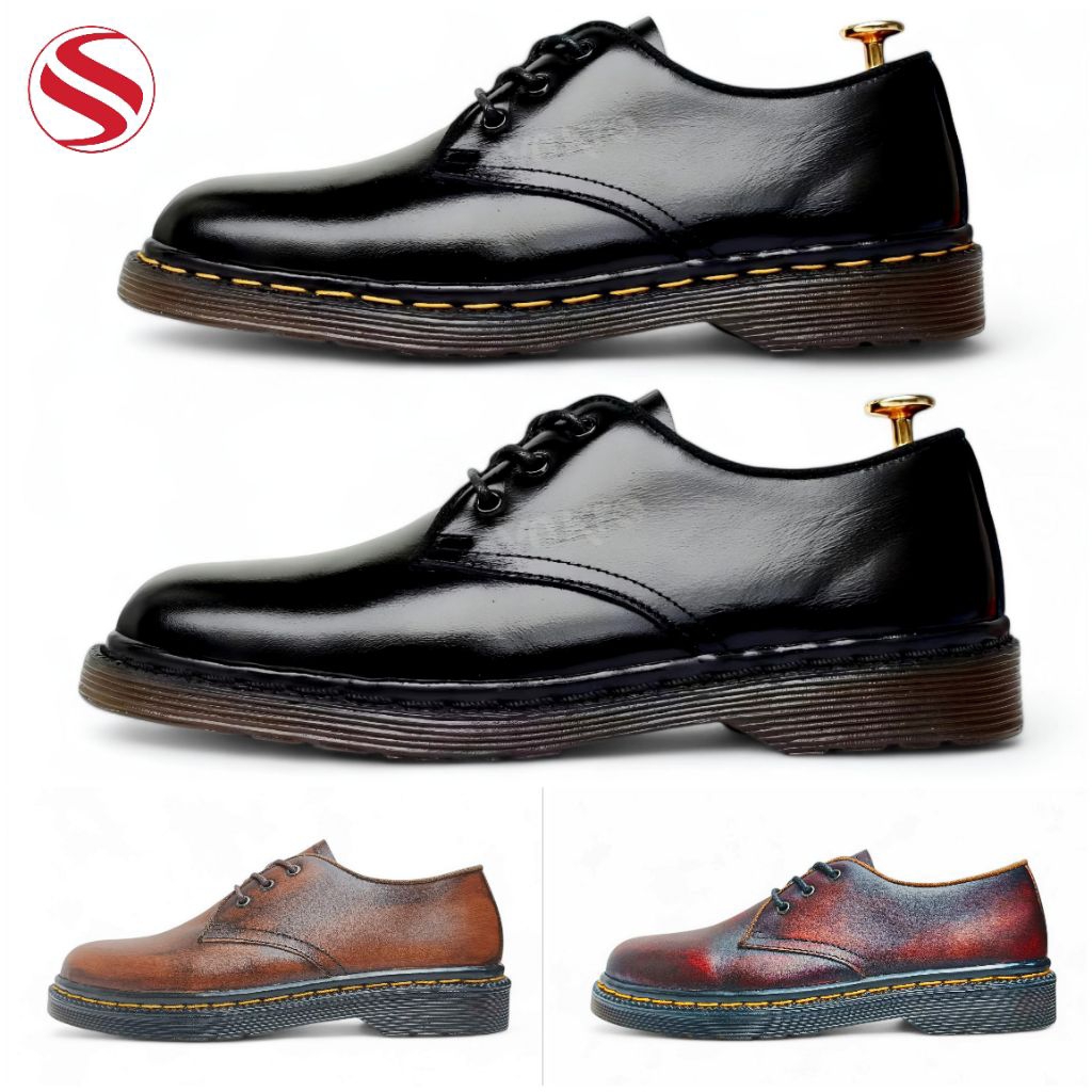 38-44 Synkro Amerta - Sepatu Oxford Pria Model Docmart 1461 Kulit Asli Original