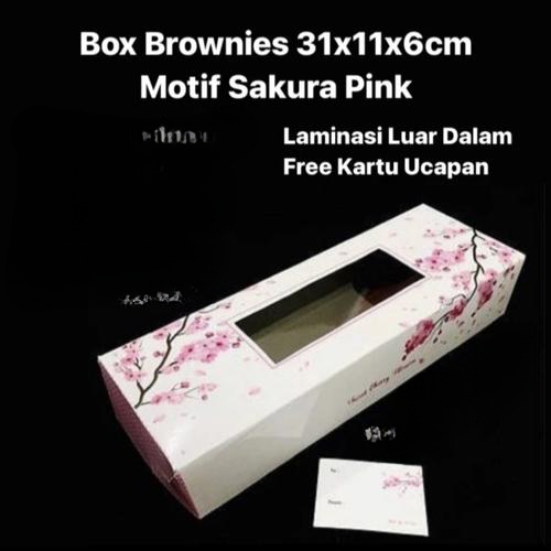 

Box Brownies 10 Pcs Bahan Duplex Motif Laminasi Luar Dalam Tema Sakura Pink Ukuran 31x11x6 cm