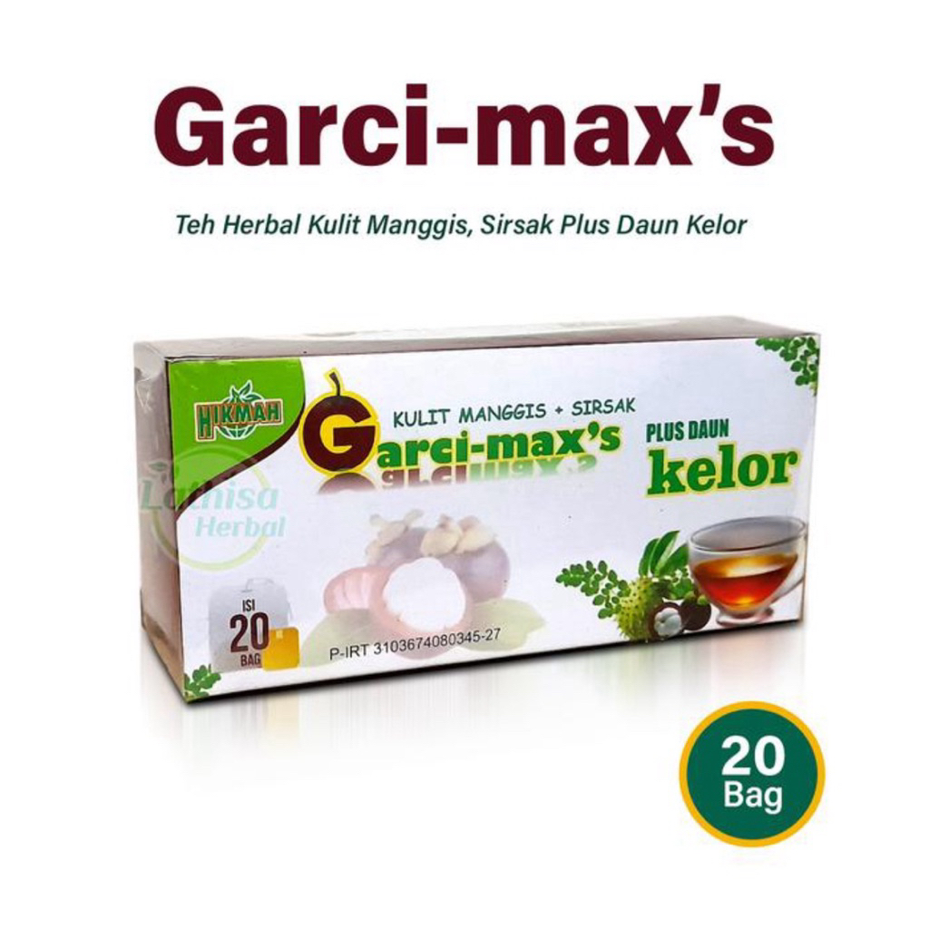 

(BISA COD)Teh Celup Kulit Manggis Plus Daun Kelor Sirsak Garci-max's 20 Kantong Original