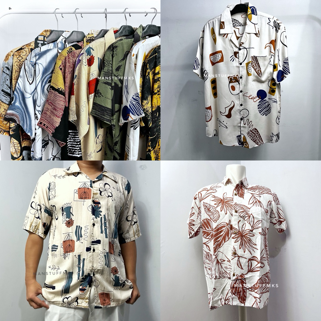Kemeja Pantai Motif Santai Hawai pria wanita Kemeja Vintage