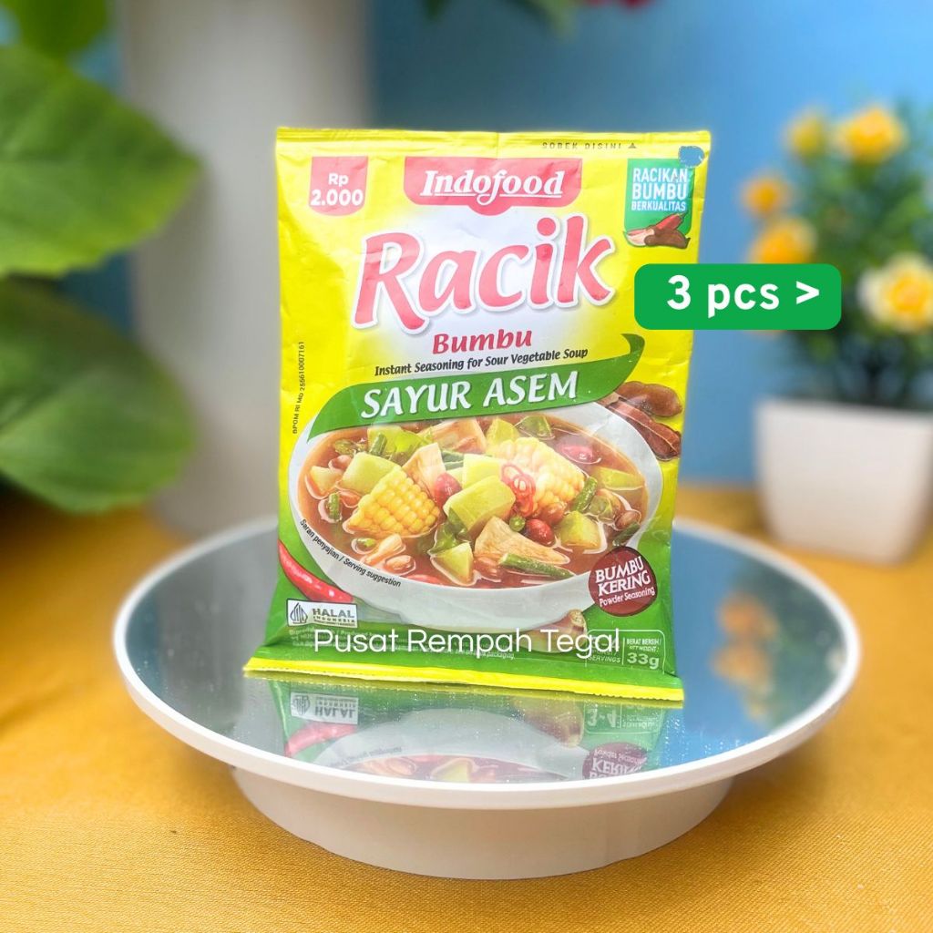 

Paket Isi 3 Bumbu Racik Sayur Asem Indofood Isi 33gr Untuk 3-4 Porsi Powder Seasoning for Sour Vegetable Soup Racikan Bumbu Berkualitas
