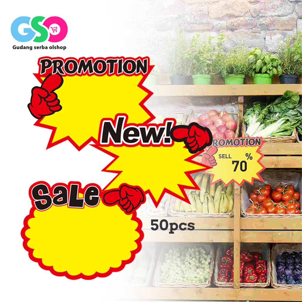 

50pcs Label Harga Card Kertas Harga Promo Pop Card Tulisan Sale Tag Kartu Promosi Price Tag Card Kartu Promo Sale