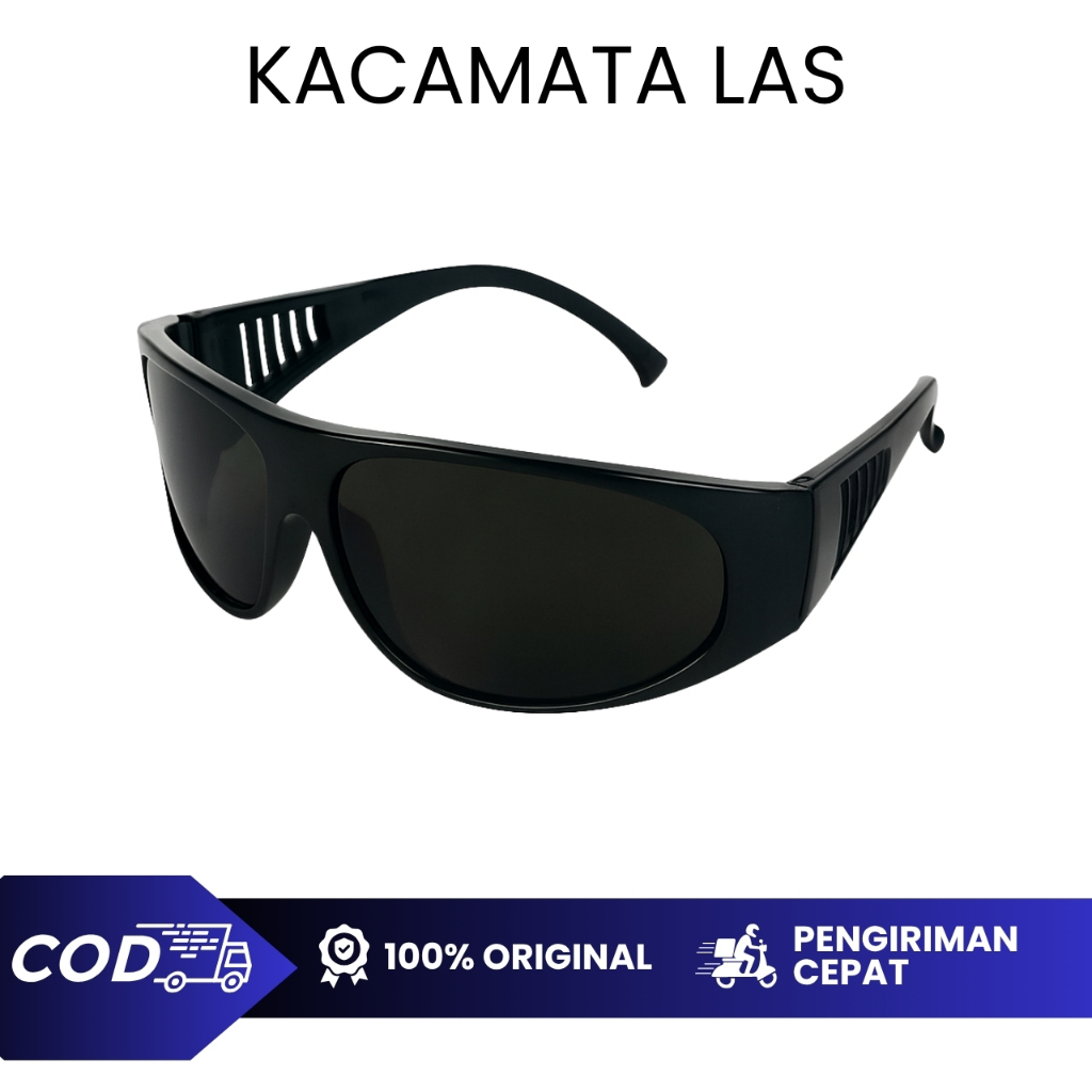 KACAMATA LAS SAFETY HITAM PEKAT ANTI RADIASI / ANTI PECAH HITAM PEKAT