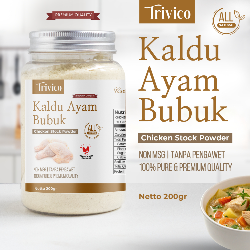 

TRIVICO | Kaldu Ayam Bubuk | Chicken Stock Powder | Non-MSG | Bumbu Kaldu Masakan Sehari-hari | Kaldu Sehat Alami