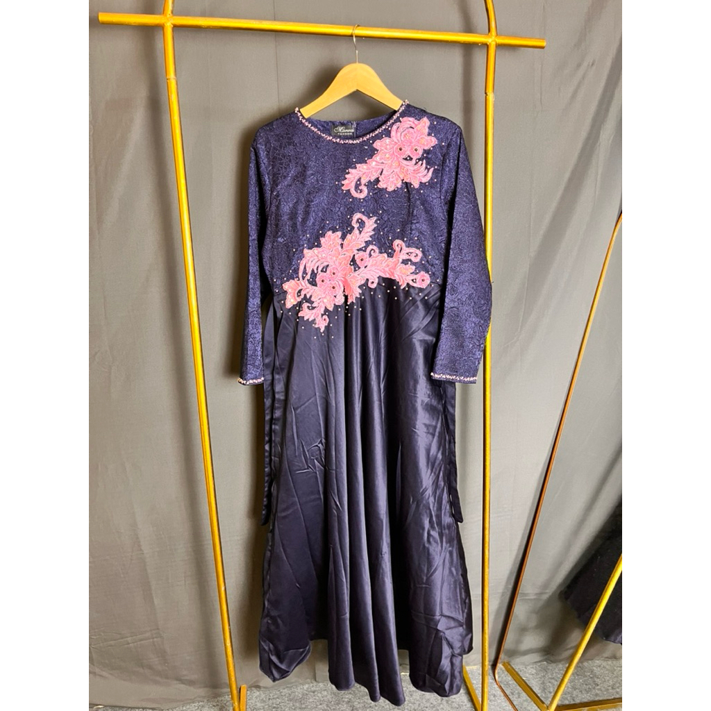 gamis biru bahan adem dan jatuh