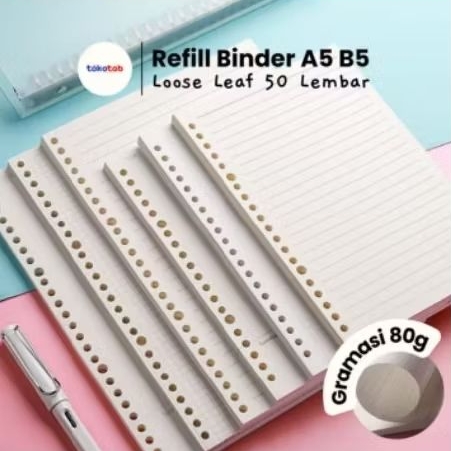 

[WARNA IVORY] Refill Binder Tokotab A5 B5 | Loose Leaf Premium 80gsm | Garis Polos Titik 50 Lbr