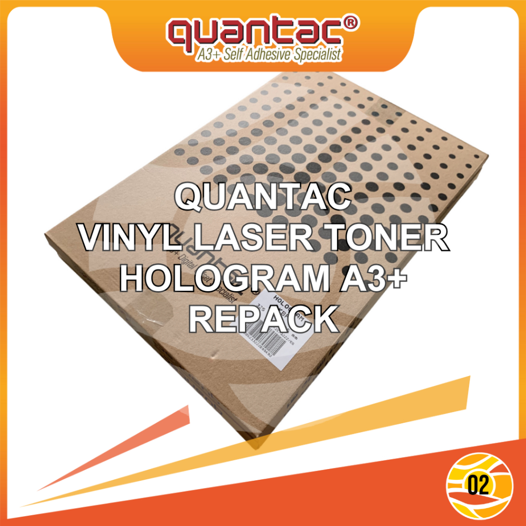 

Quantac Sticker Vinyl Hologram Digital Print Laser Toner A3+ Holographic Silver Rainbow Pelangi Stiker Label Kemasan Anti Air Tidak mudah Sobek - Repack 20