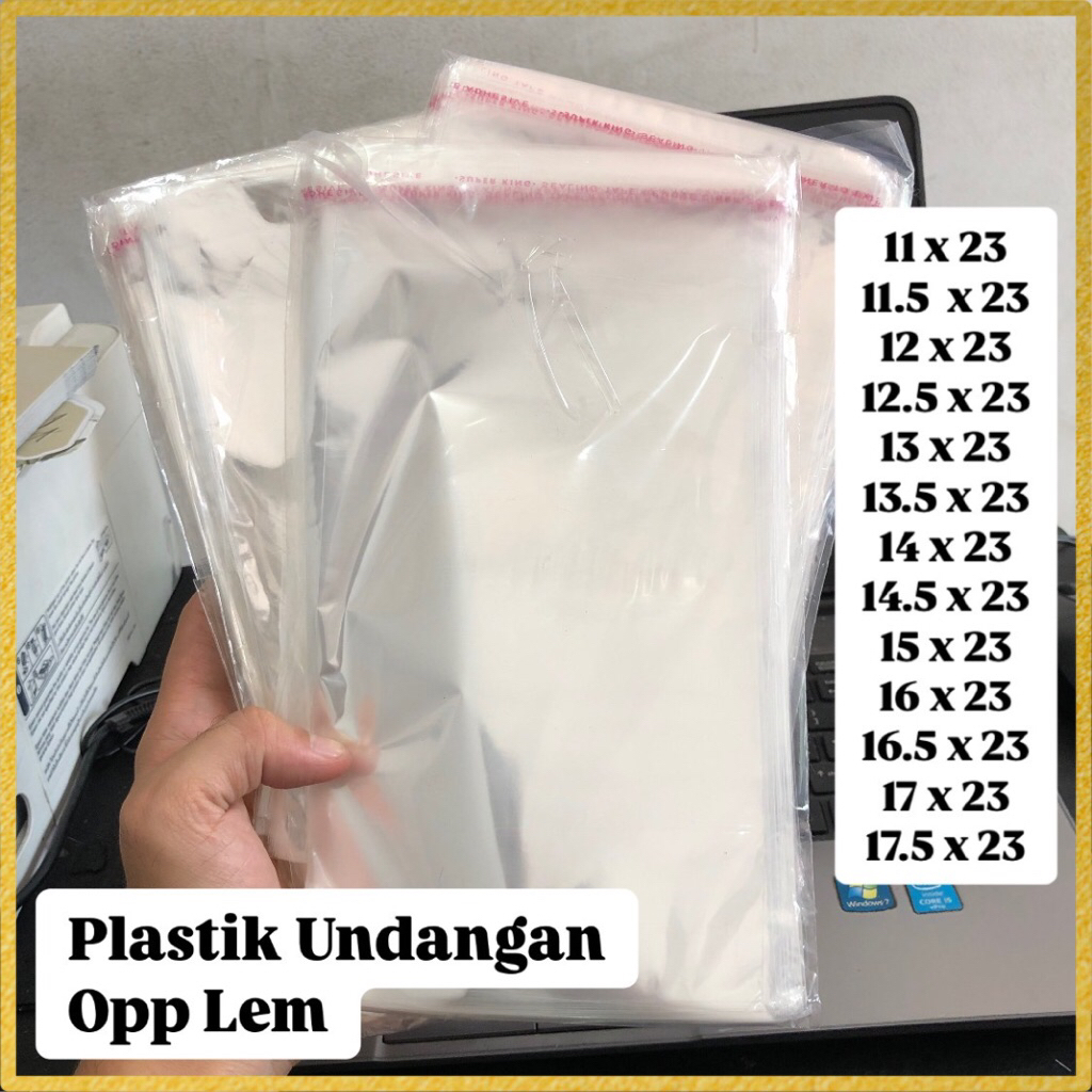 PLASTIK UNDANGAN / PLASTIK OPP LEM TERMURAH 11 x 23 11.5  x 23 12 x 23 12.5 x 23 13 x 23 13.5 x 23 1